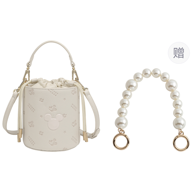 

Disney Микки серия ПУ ведро сумка через плечо кроссбоди женская многоцветная, Cream White+Portable Bead Chain