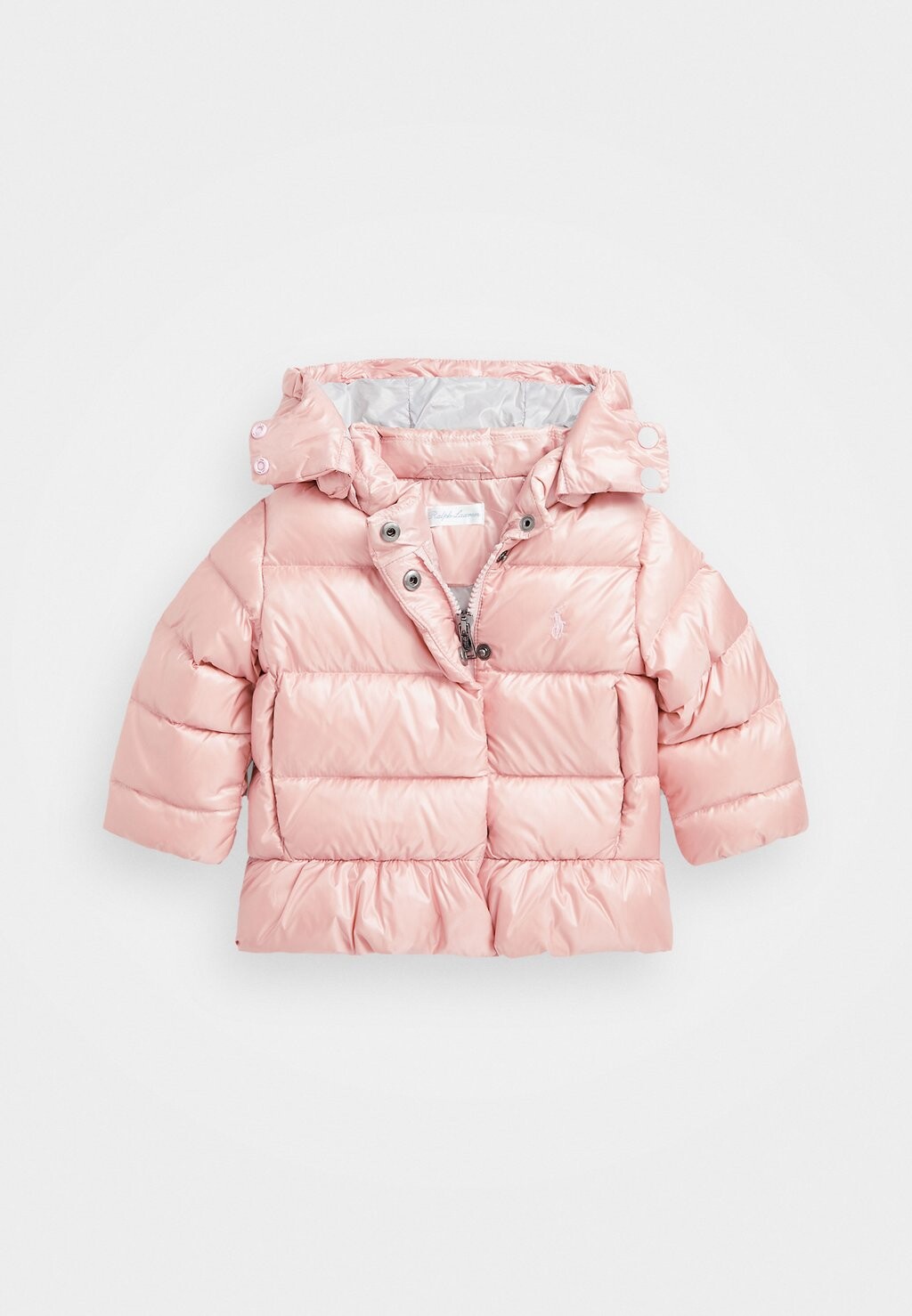 

Пуховик METALLIC DOWN HOODED PEPLUM JACKET Polo Ralph Lauren, светло-розовый