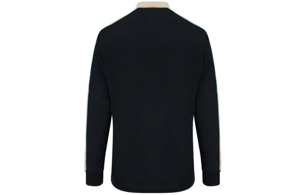 Футболка Gucci SS20 Side Sleeve Logo Striped Ribbon Long Sleeve Polo Shirt, черная — фото 2