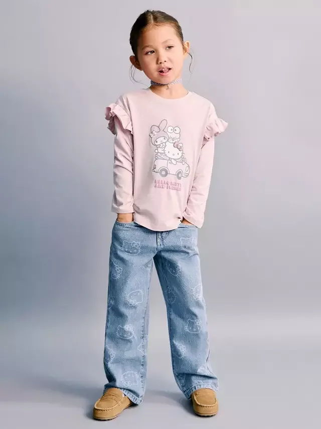 Детская футболка с длинными рукавами Hello Kitty, розовая Mango — фото 3