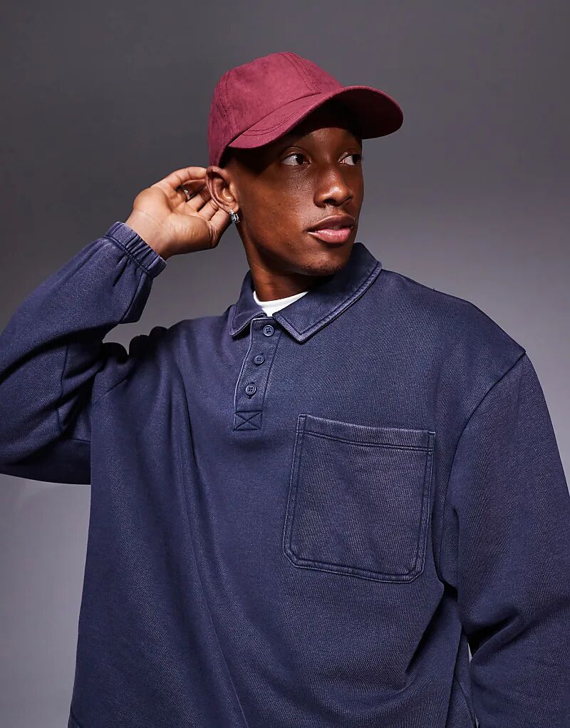 

Свободный свободный поло темно-синего цвета ASOS DESIGN