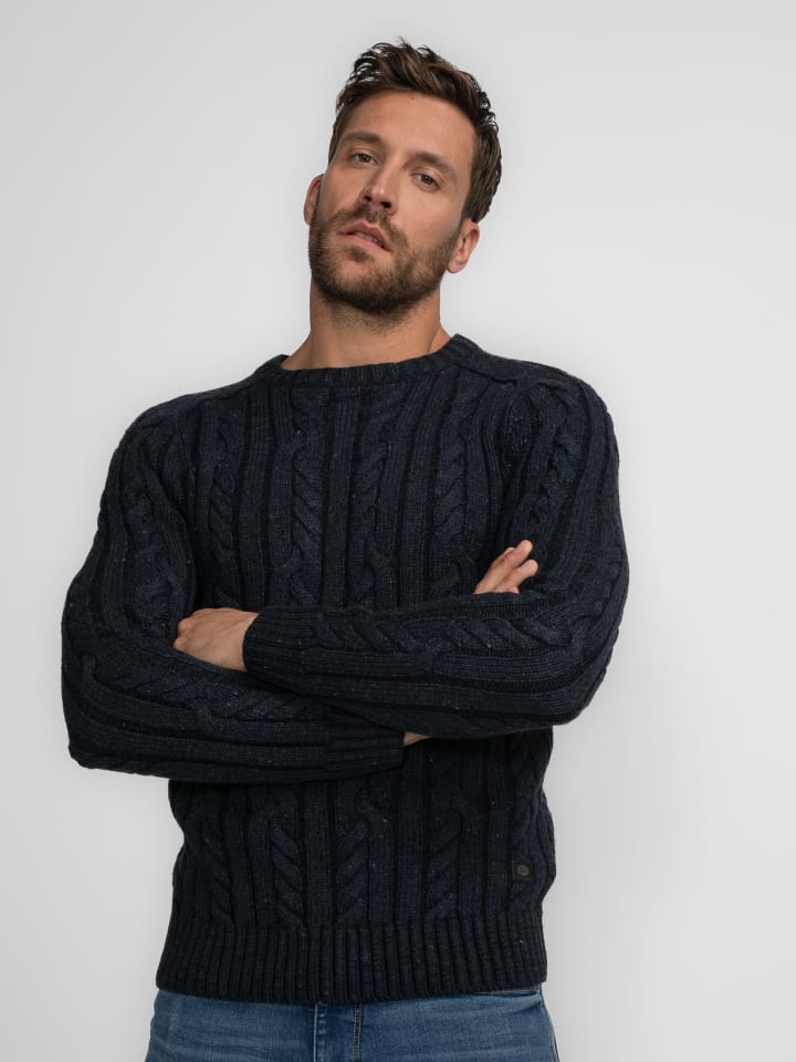 

Пуловер Petrol Industries Pullover mit Zopfmuster Thorne, синий