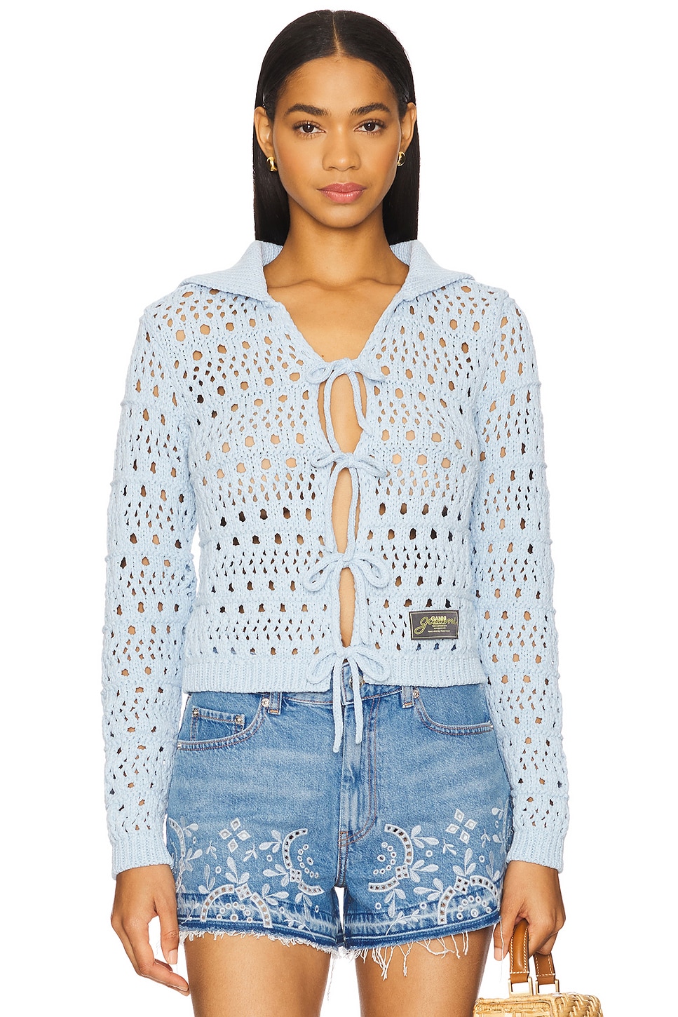 

Кардиган на завязках Ganni, soft chambray