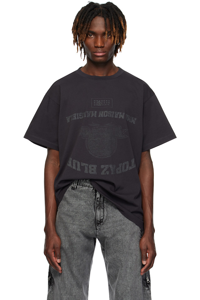 

Топазово-синяя футболка Mm6 Maison Margiela, черный