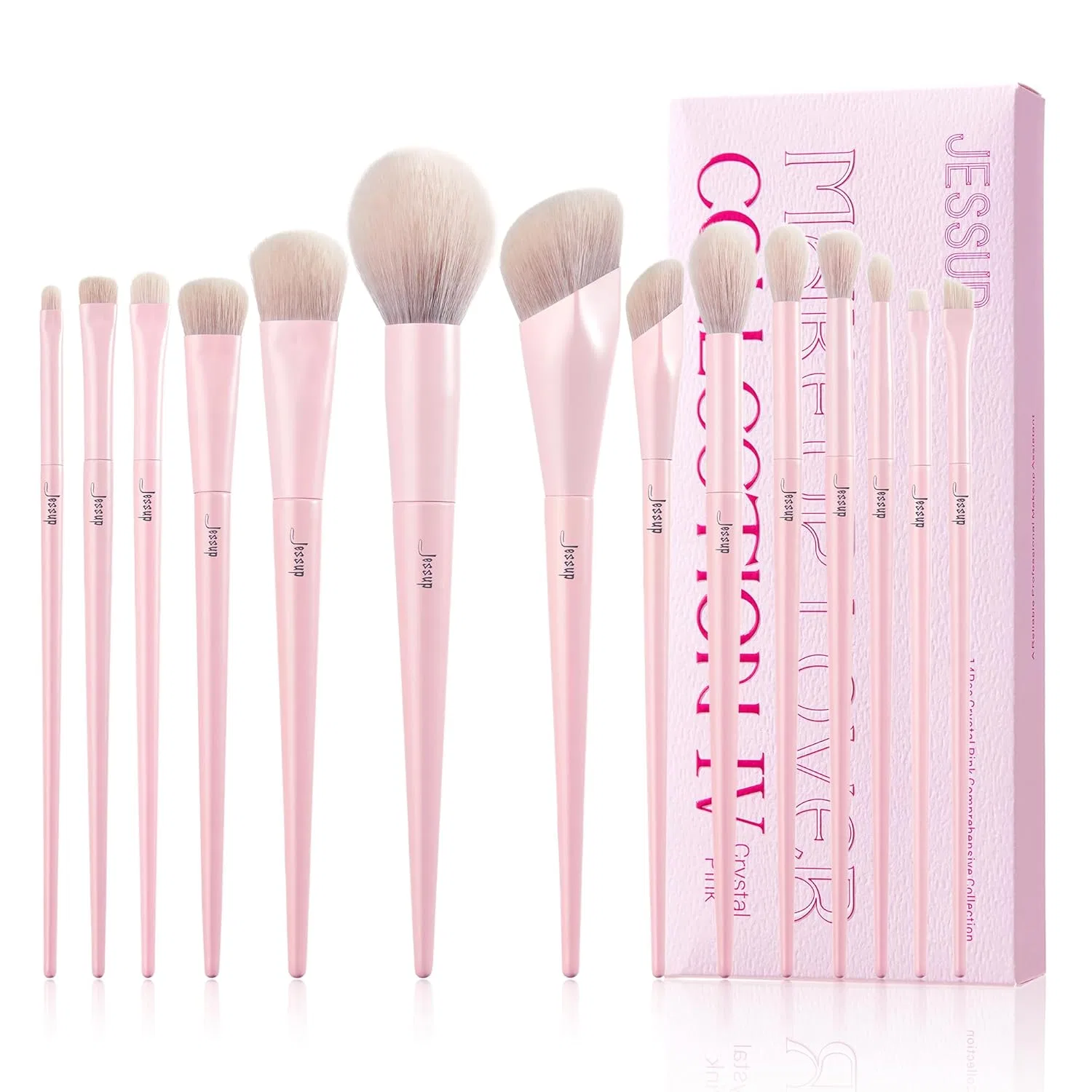 Набор из 14 розовых кистей для макияжа Jessup Brush Set T495 Jessup
