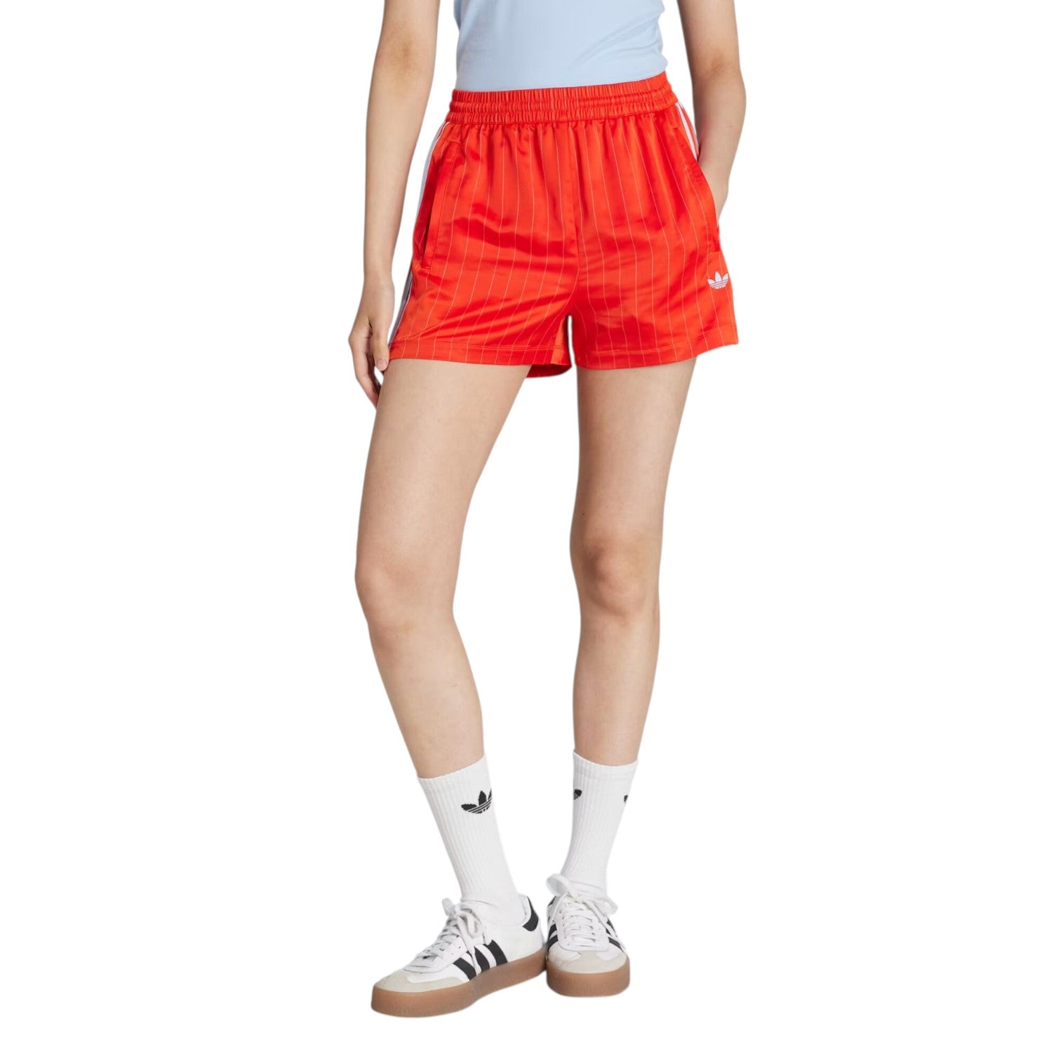 (WMNS) Шорты Adidas Pinstripe Satin Shorts 'Bold Orange' — фото 2