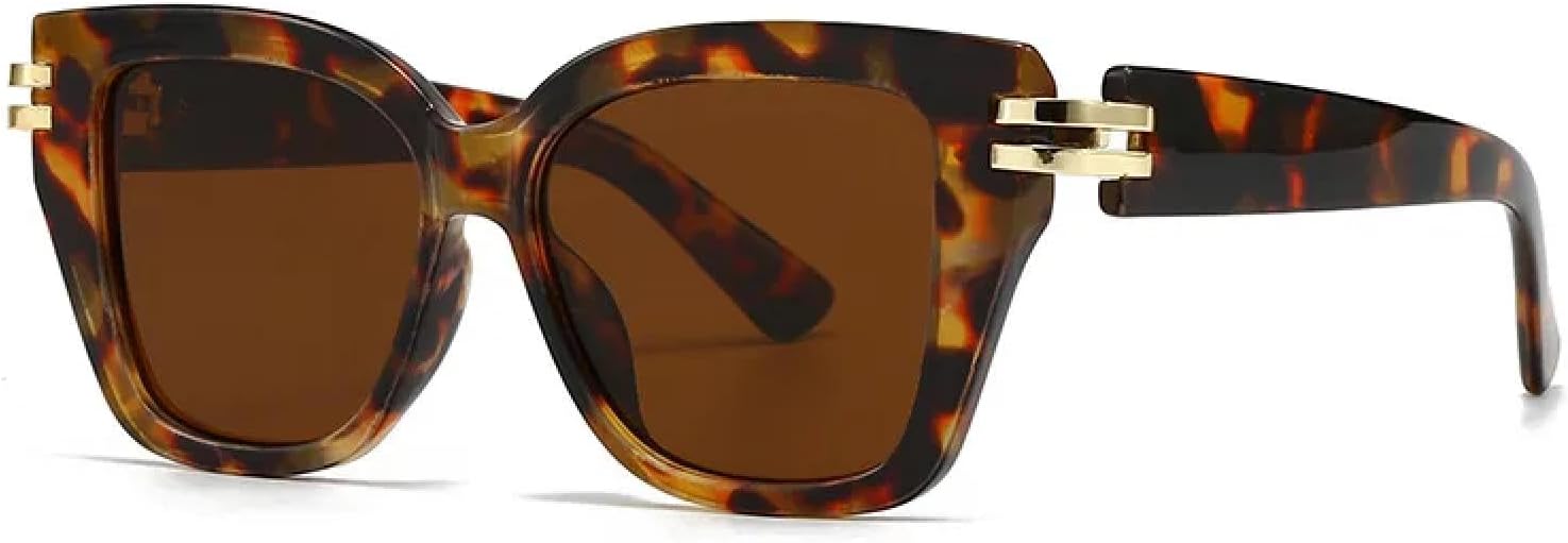 

Классические роскошные винтажные солнцезащитные очки для женщин и мужчин в стиле панк с заклепками, сексуальные, популярные, с защитой от УФ-излучения UV400 TYUVIVO, Leopard Tea