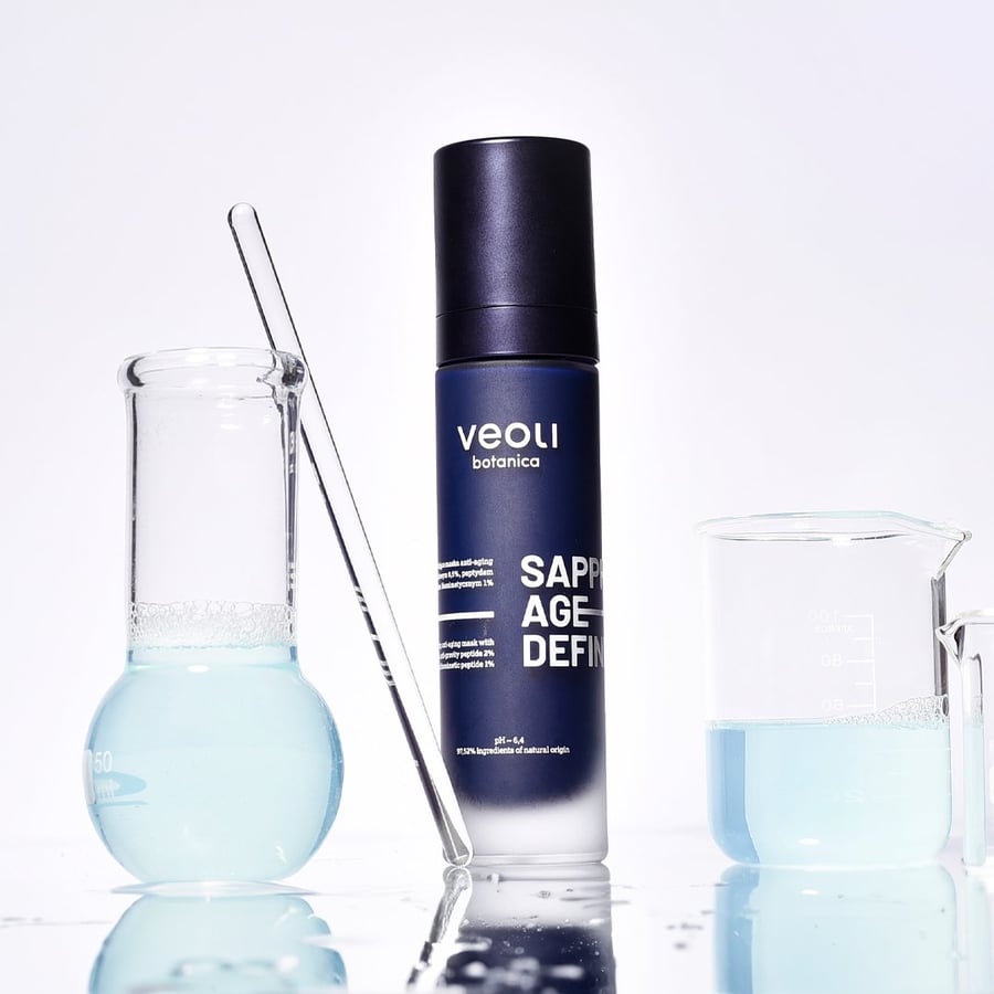 Эмульсия Veoli Botanica — Sapphire Age-definer Lifting and Remodeling Anti-aging Mask с чистым медным пептидом , %, 50 мл — фото 2