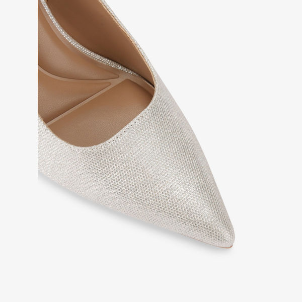 Босоножки-лодочки Carvela Corletta переливающиеся с плетеным верхом и ремешком, шампанское — фото 3