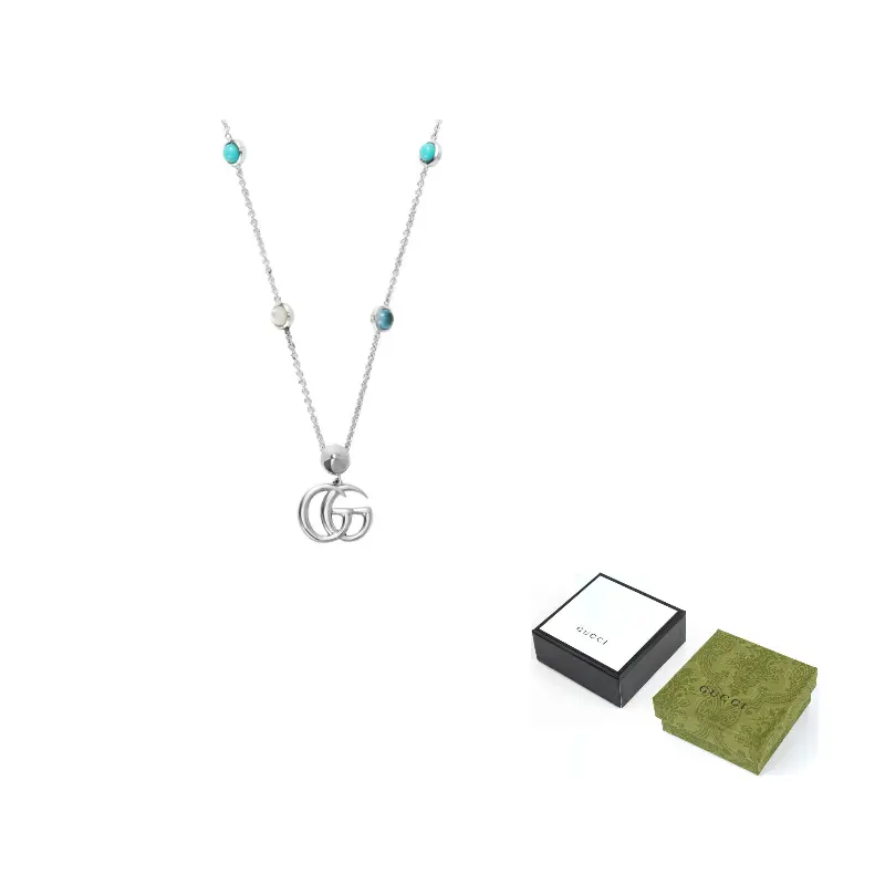 

GUCCI Серебряный кулон с двойной буквой G из перламутра, бижутерия
