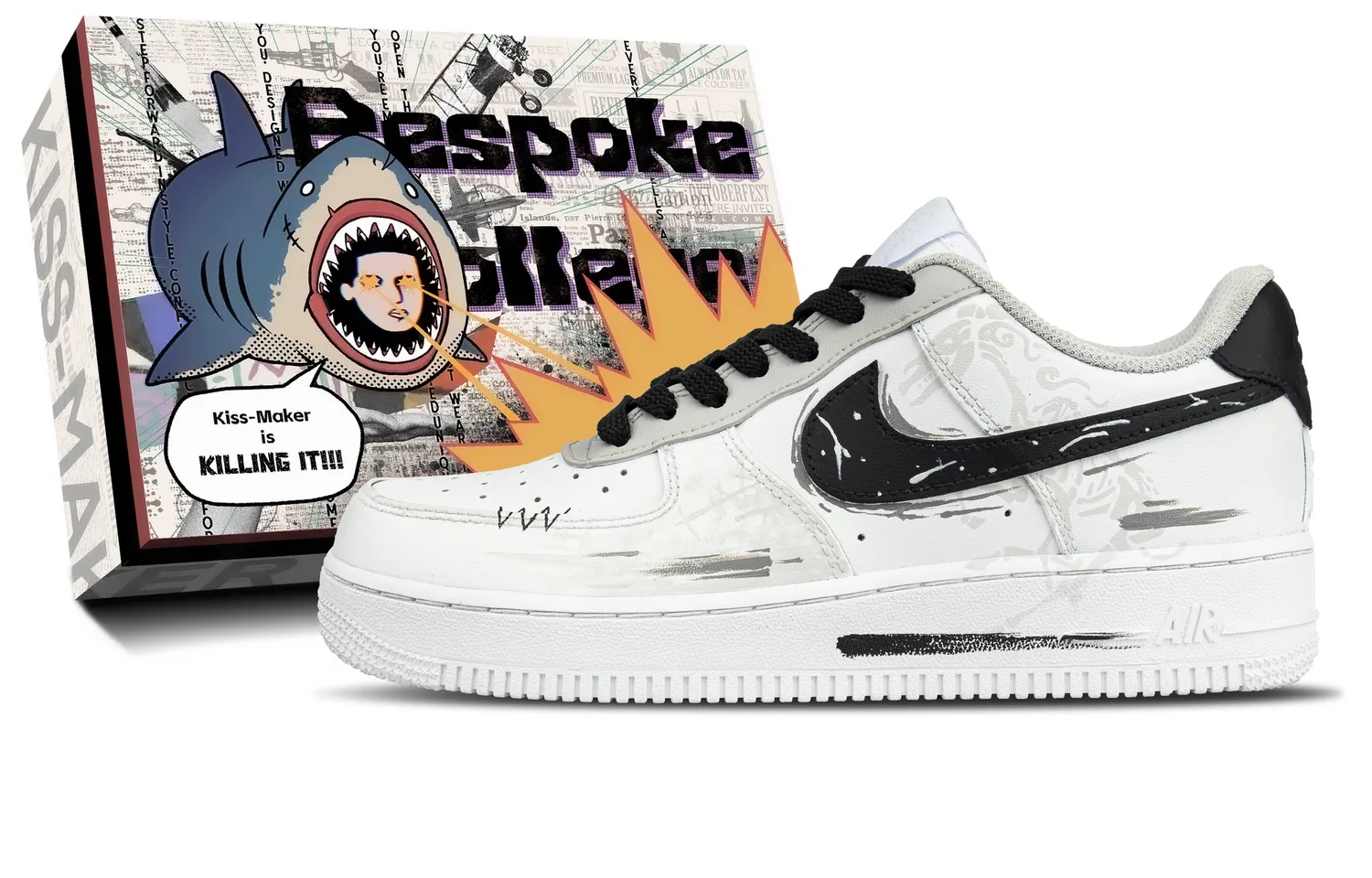 Nike Air Force 1 Leather Abrasion Resistant Low top кроссовки Unisex Black White