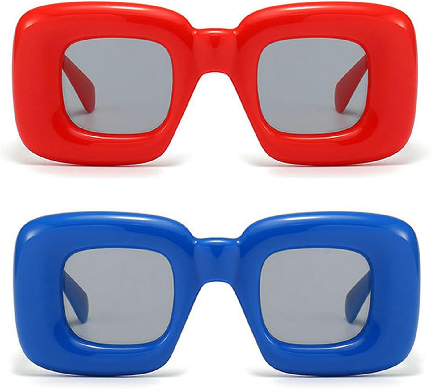 

Солнцезащитные очки COTIA Retro Square Candy Color для женщин, модные в стиле панк и хип-хоп, прямоугольные, с защитой от УФ-излучения UV400, для мужчин, уникальные, 2pcs Red+blue