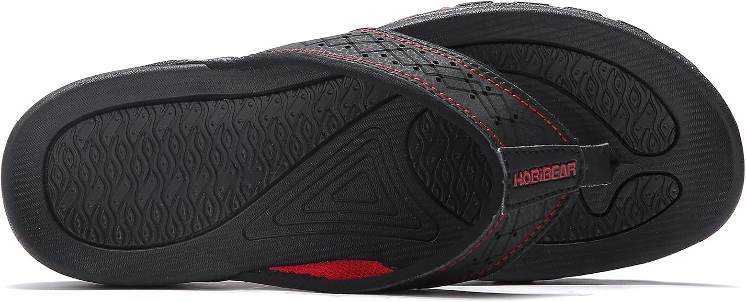 Мужские шлепанцы PowerTRC для пляжа, босоножки для дома и улицы, спортивные и повседневные носки, черный/красный — фото 4