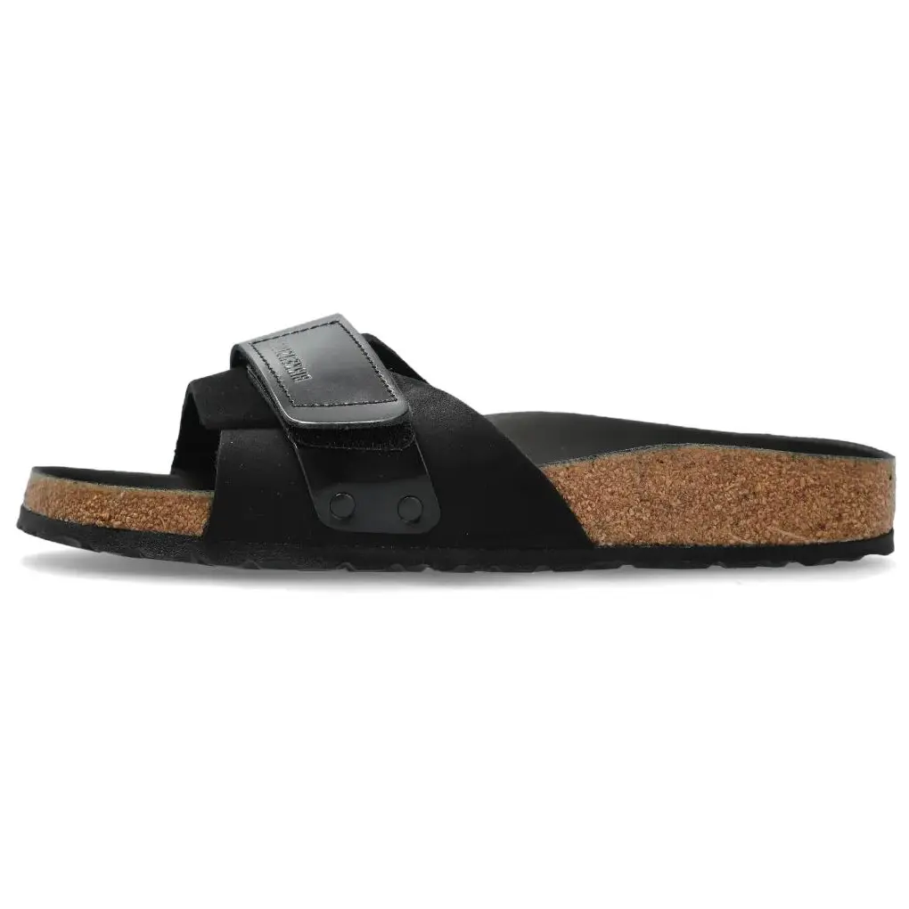 Birkenstock Оита противоскользящие износостойкие шлепанцы женские черные узкие, цвет Black