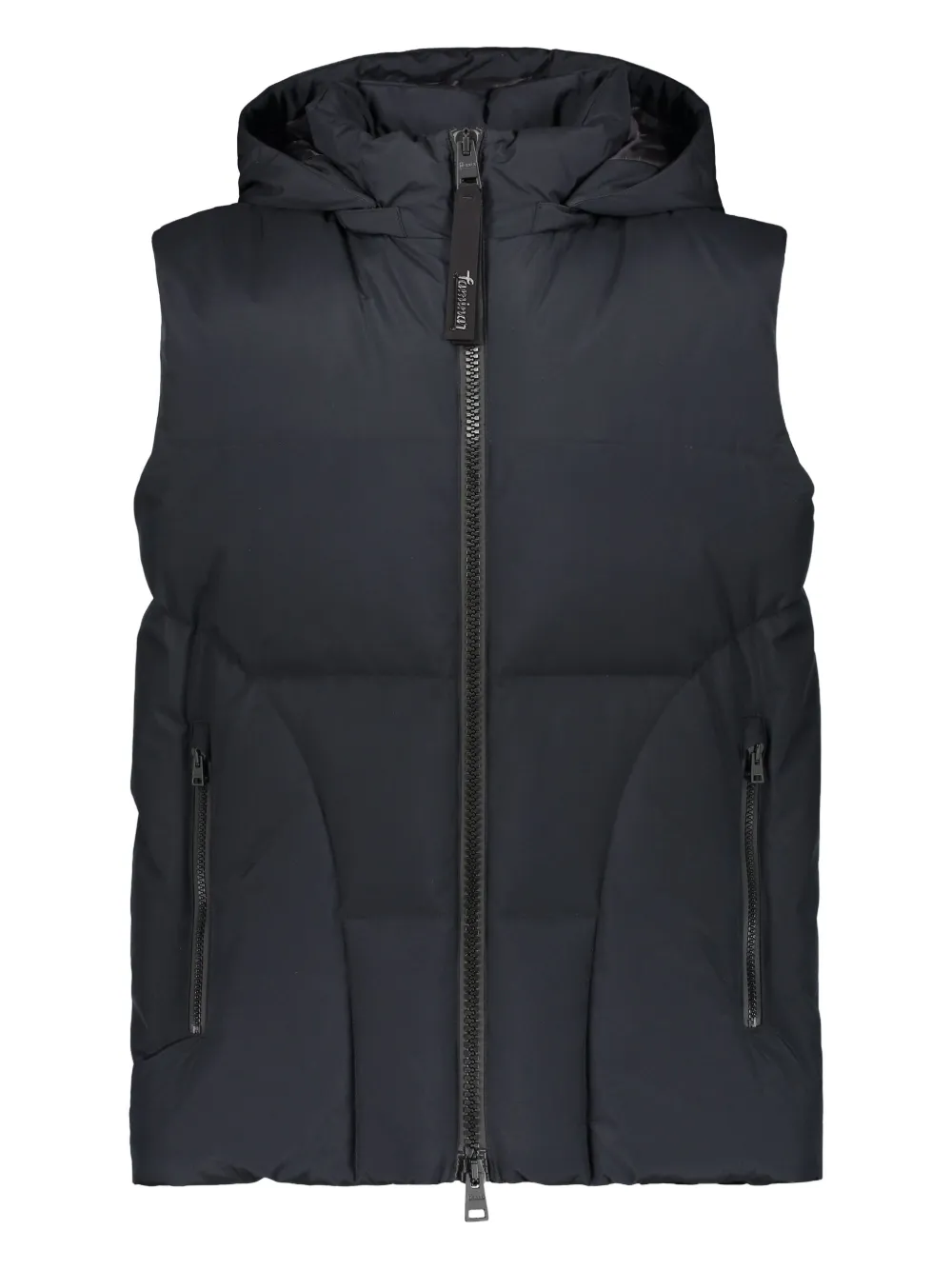 

Пуховой жилет с капюшоном и полной застежкой-молнией Herno, черный