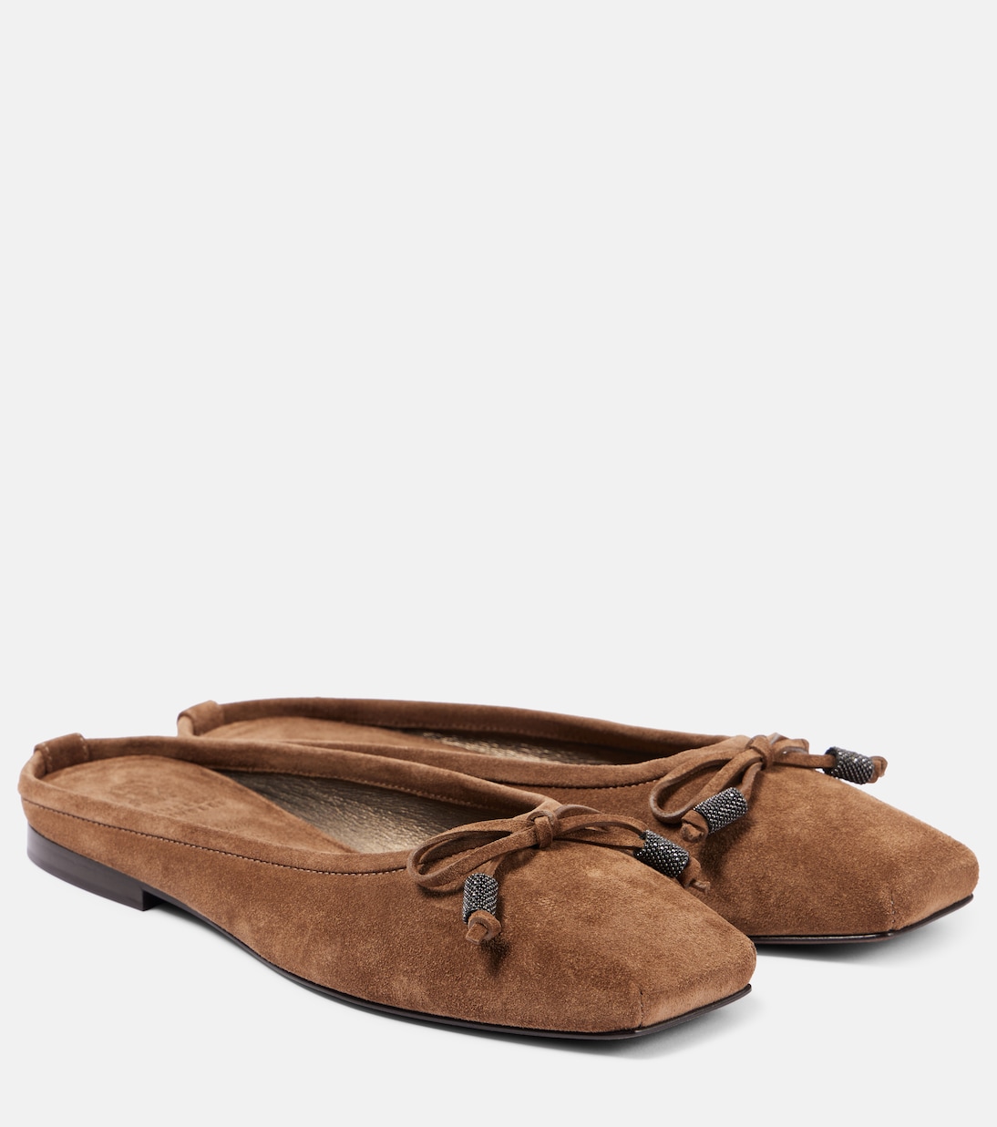 Замшевые мюли Monili с бантом Brunello Cucinelli, Sesamo