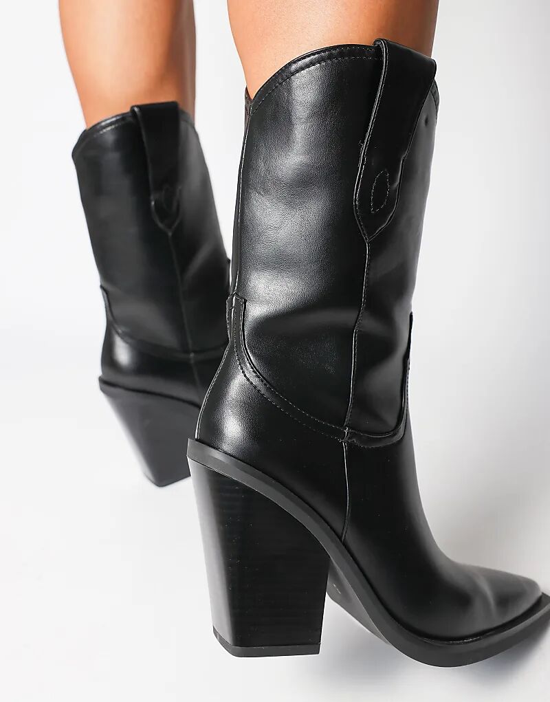 Ботинки в стиле вестерн на каблуке SIMMI Shoes Mercy черного цвета — фото 2