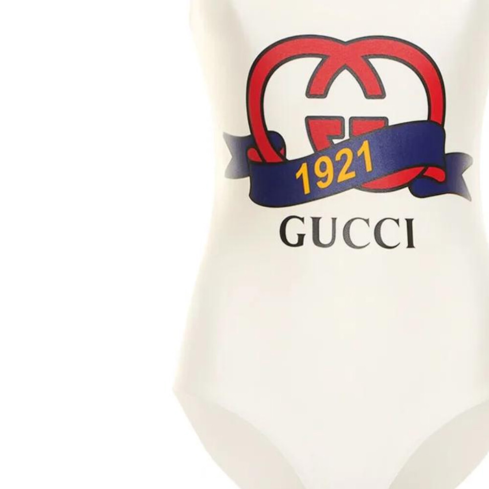 Слитный купальник женский Gucci, классический крой, слоновая кость — фото 4