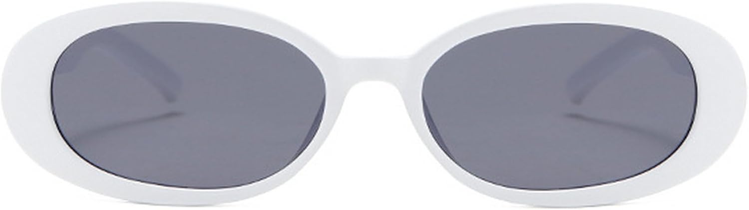 

Популярные модные маленькие овальные солнцезащитные очки для женщин с защитой от УФ-излучения UV400, винтажные панк-очки для мужчин. Модные солнцезащитные очки mincl, White Gray