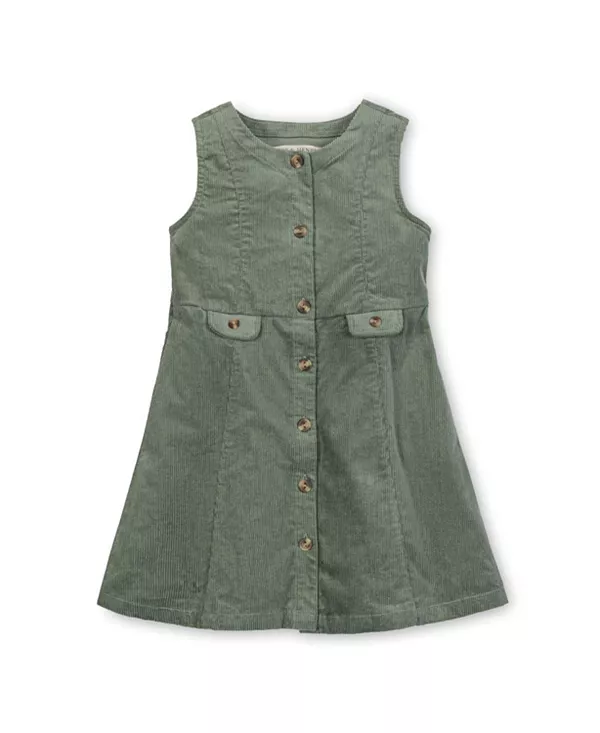 

Детский джемпер из органического вельвета на пуговицах - для малышек и для девочек постарше. Hope & Henry, зеленый