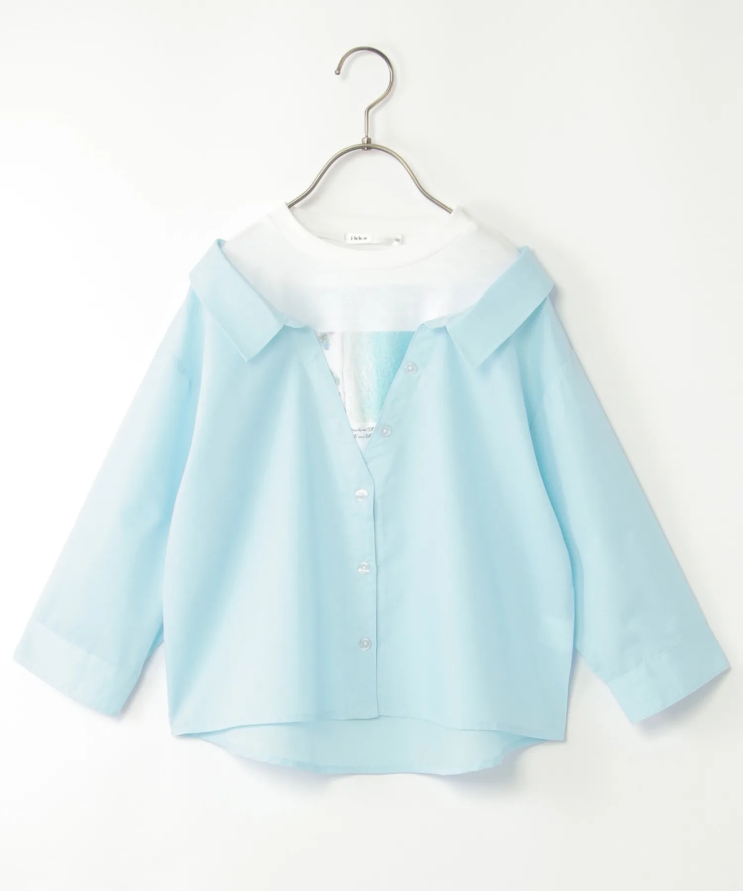 Детская блузка-пуловер с принтом и рукавами T-shirt ikka Photo T Docking Blouse синяя