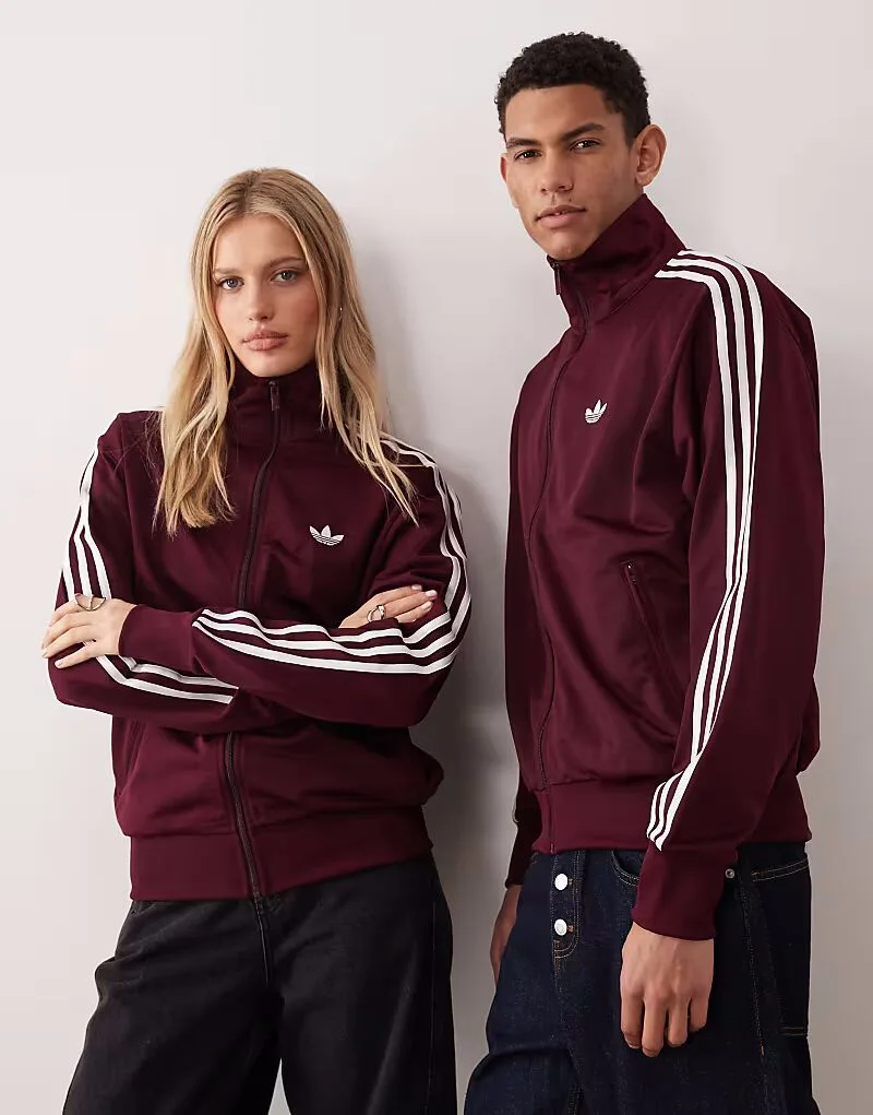 Спортивная куртка Adidas Originals Firebird в бордовом и белом цветах