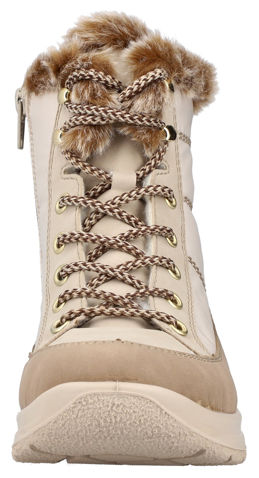 Зимние ботинки женские Rieker Snow Boots с мехом и шнуровкой, бежевый — фото 3