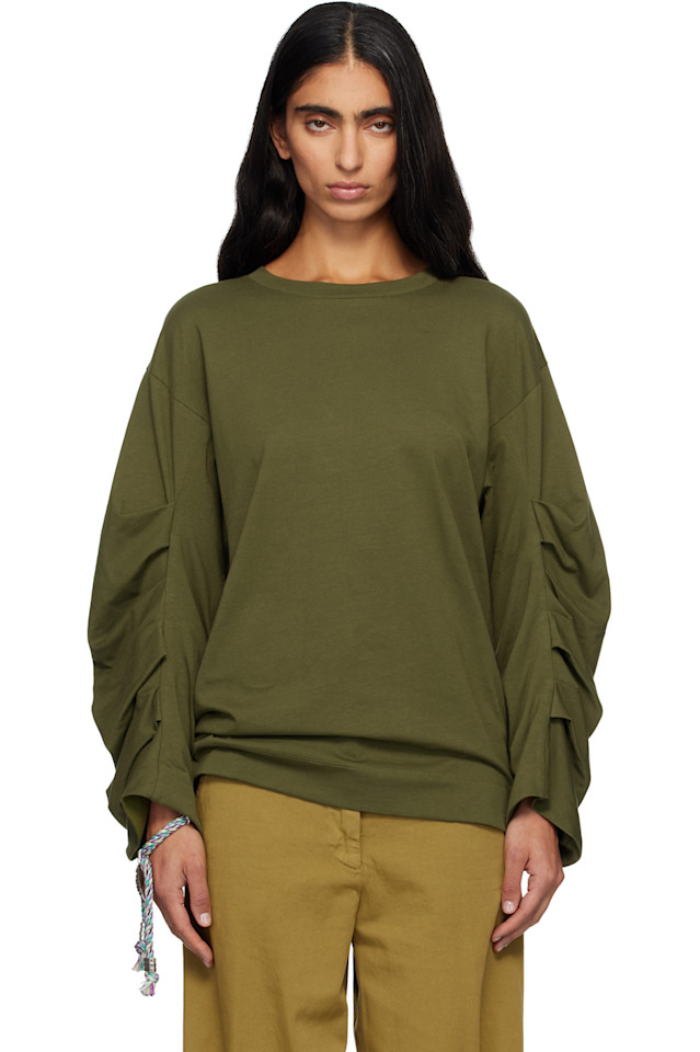 

Толстовка со складками на рукавах Dries Van Noten, зеленый