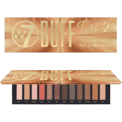 

Палитра прессованных пигментов Buff Take 2 Creamy Matte Shimmer Metallic Tones Neutrals Golds Coppers Pinks Smoke Colors Cruel-Free Makeup For Women W7