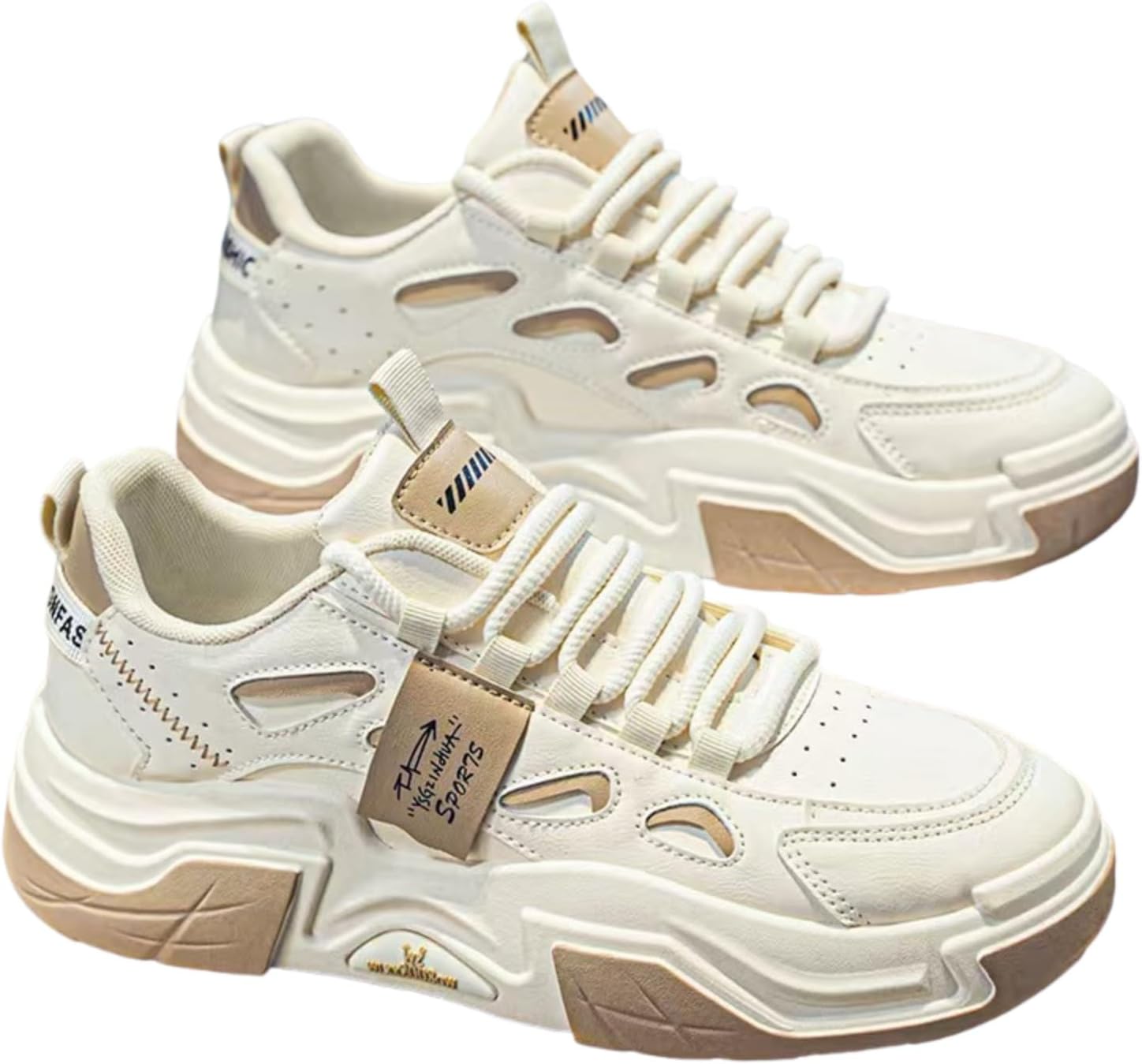 

Мужские удобные повседневные кроссовки для скейтбординга и прогулок, модная мужская спортивная обувь, подходит для ходьбы, тенниса, бега и других видов спорта, стильная и универсальная Aokisx, бежевый