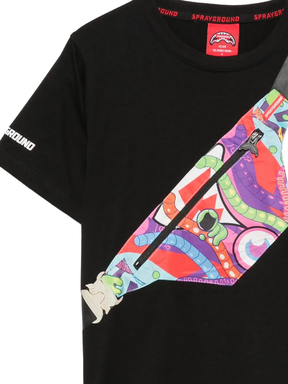 Хлопковая футболка с принтом в виде сумки Sprayground, черный — фото 3