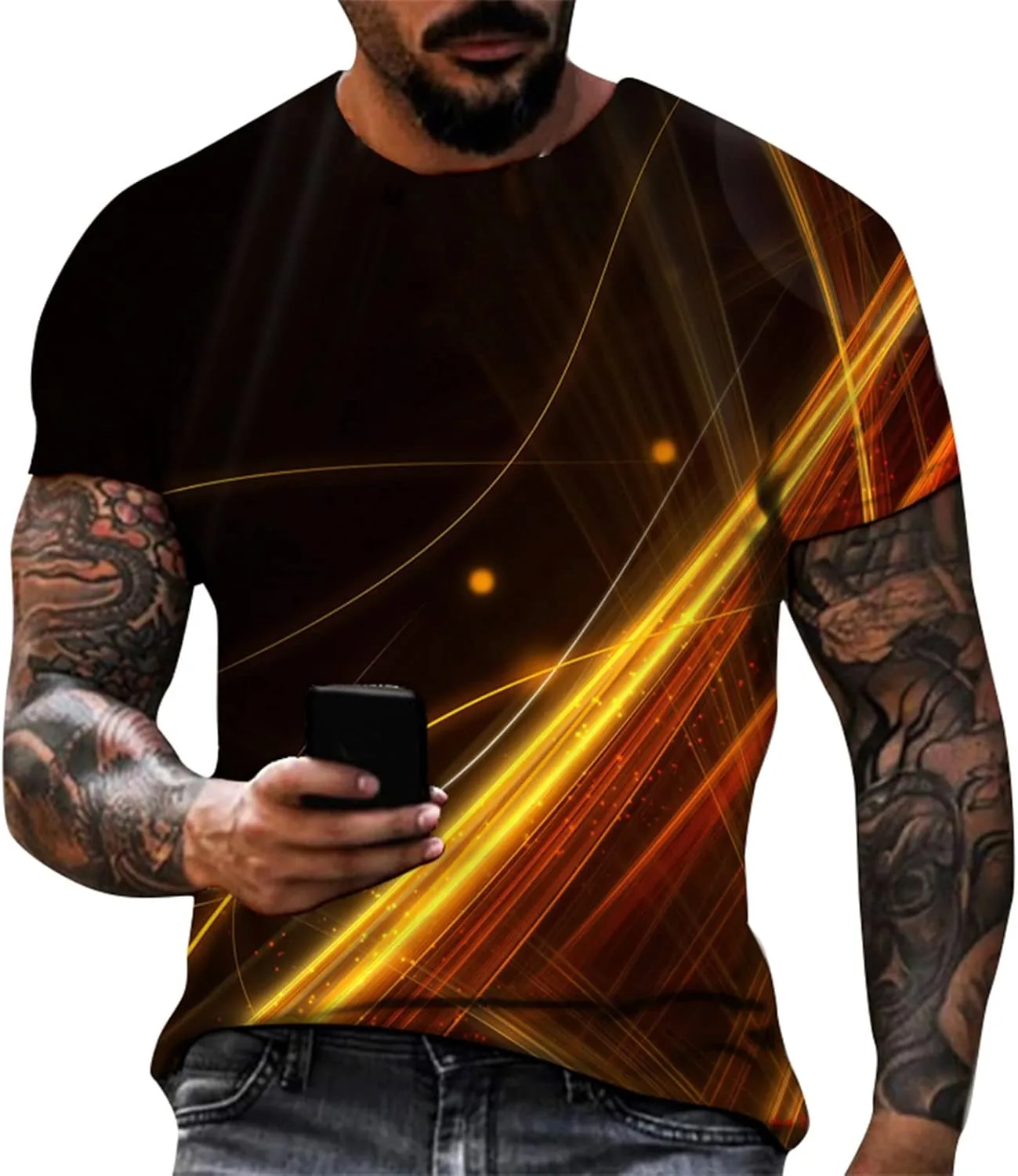 

Ymosrh мужская футболка с принтом, Casual, короткий рукав, размеры S-3XL