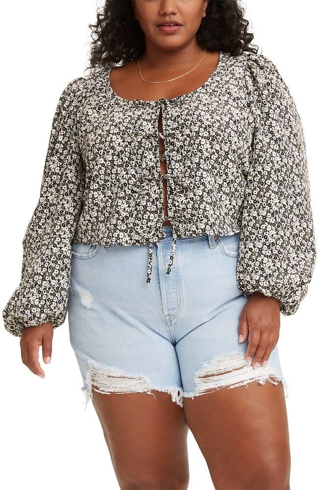 Женская блузка с завязкой «Embry» от Levi's, (New) Larger Melody Floral Caviar - Multi-Color
