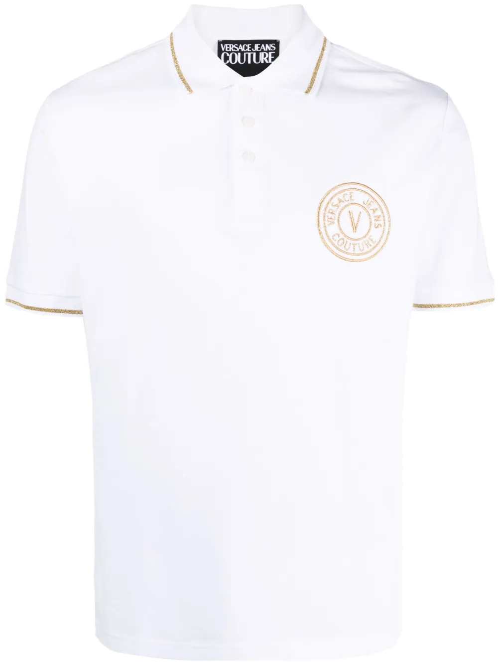 

Рубашка поло с вышитым логотипом Versace Jeans Couture, белый