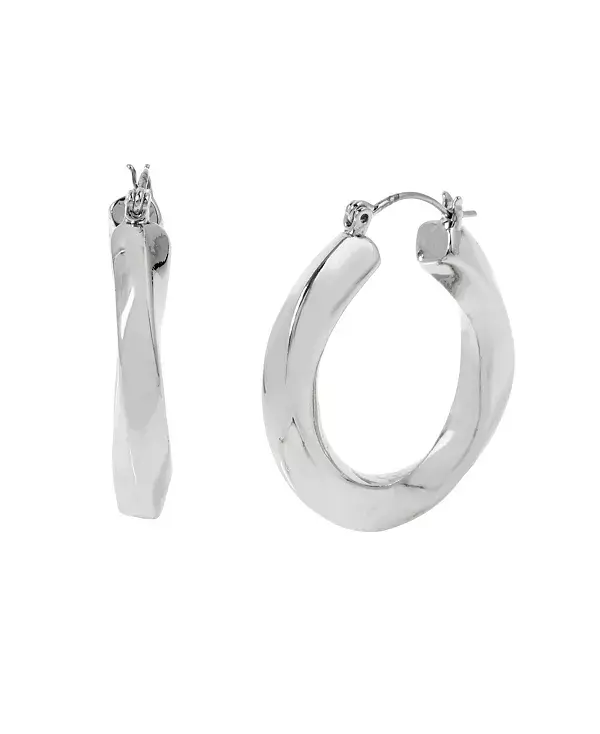 

Серьги-Кольца средней толщины с плетением Steve Madden, rhodium