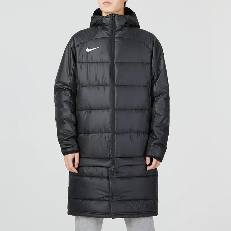 Nike Спортивная повседневная удлиненная пуховая куртка с капюшоном черная — фото 4