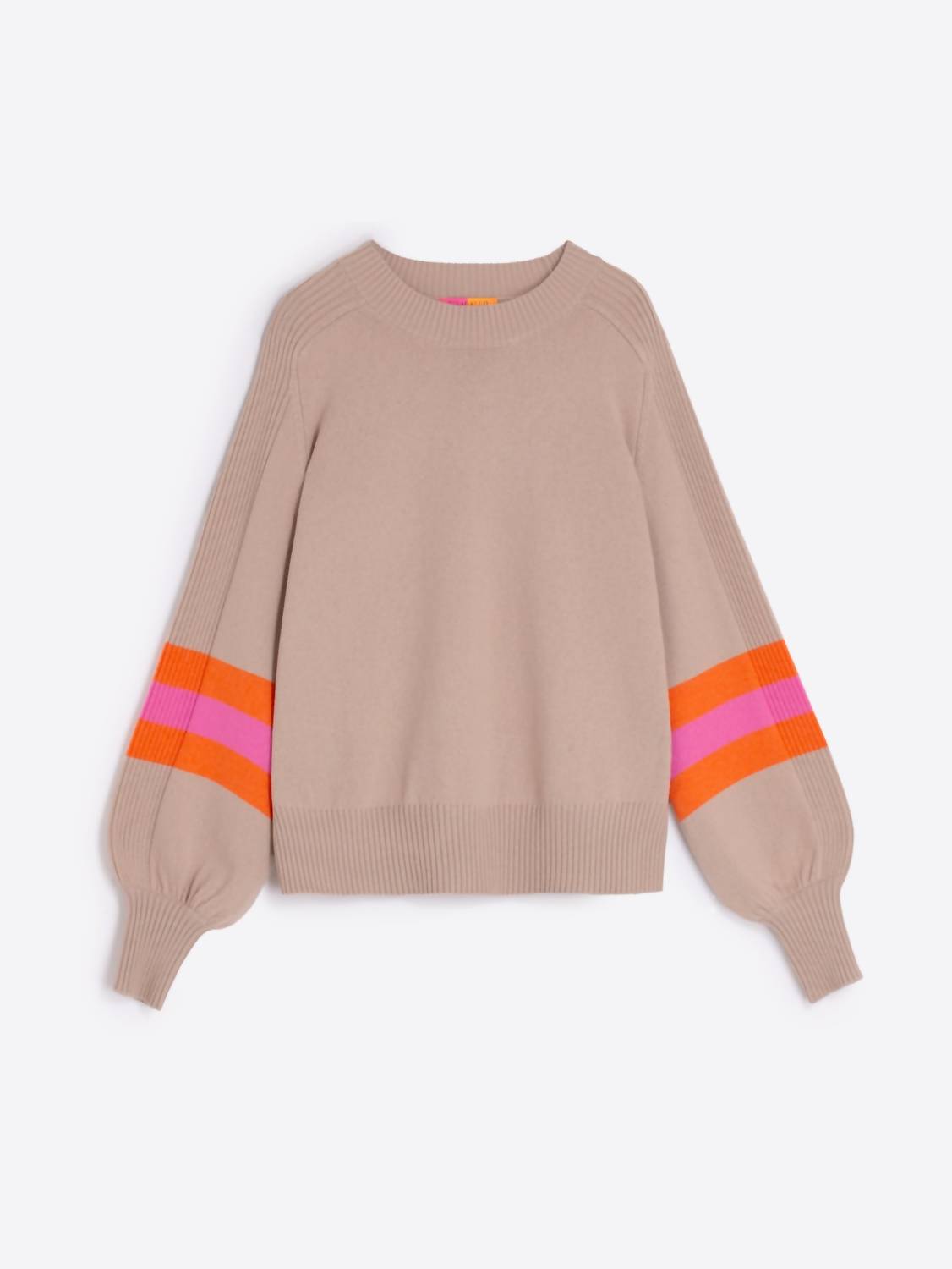 

Женский свитер в полоску с рукавами-фонариками, бежевый Vilagallo, коричневый