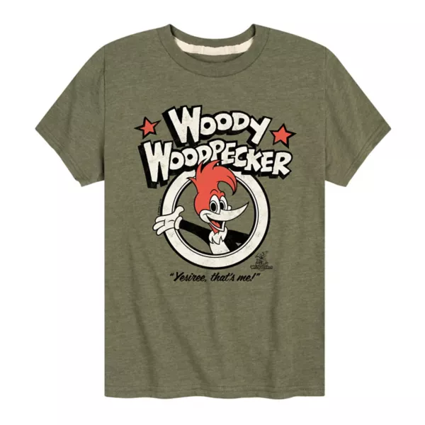 

Футболка с рисунком Woody Woodpecker Yesiree That's Me для мальчиков 8-20 лет Licensed Character, зеленый