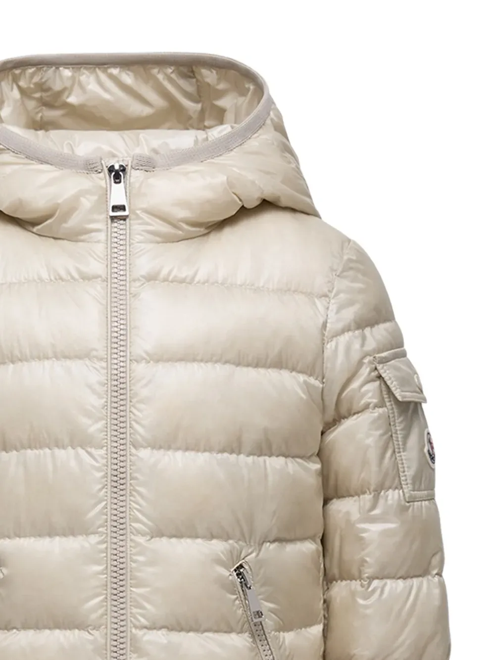 Стеганая куртка на молнии Moncler Enfant, бежевый — фото 2