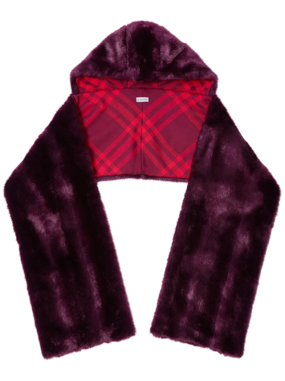 

Шарф из искусственного меха с капюшоном BURBERRY, красный