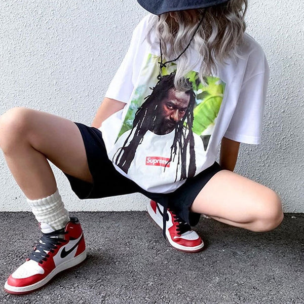 Футболка ss19 buju banton tee reggae character printing short sleeve white Supreme, белый — фото 3