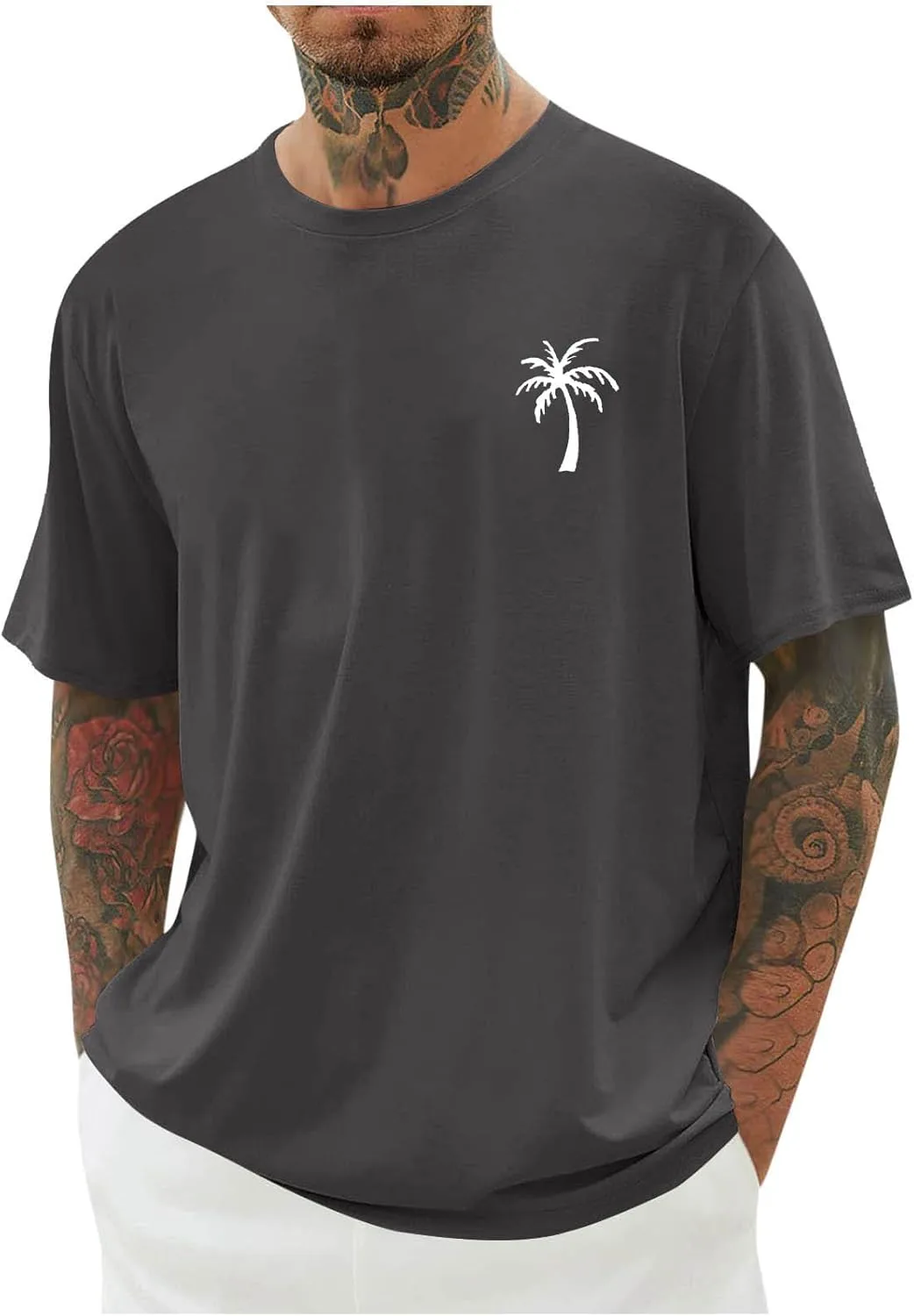 

Мужская футболка с принтом Hawaiian Palm Tree для лета и пляжа