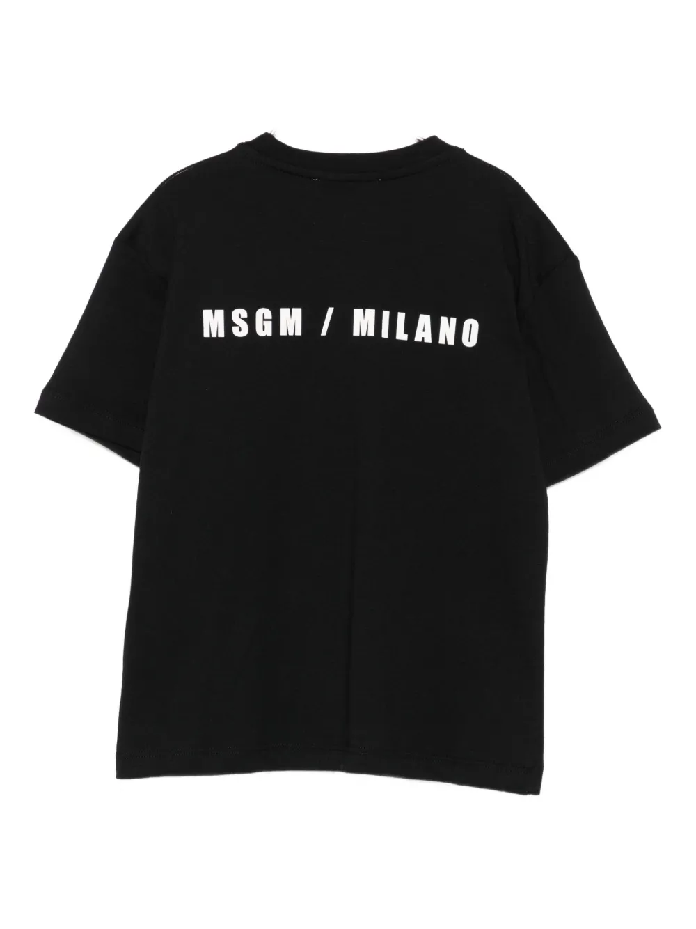 Хлопковая футболка с логотипом MSGM Kids, черный — фото 2