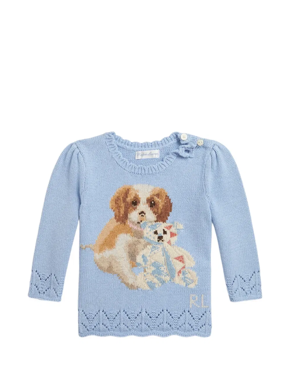 Свитер с собачьим принтом Polo Ralph Lauren Kids, синий