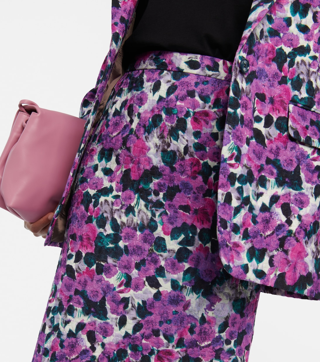 Юбка миди с цветочным принтом и крокодиловым эффектом Dries Van Noten, Violet — фото 4