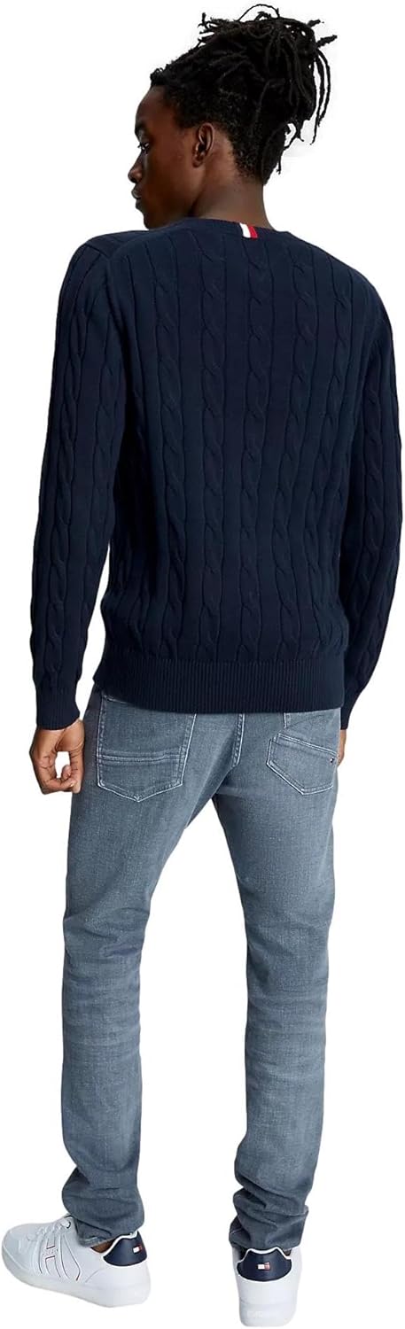 Коллекция мужских культовых свитеров Tommy Hilfiger Cable Knit 2024 года, Navy — фото 4