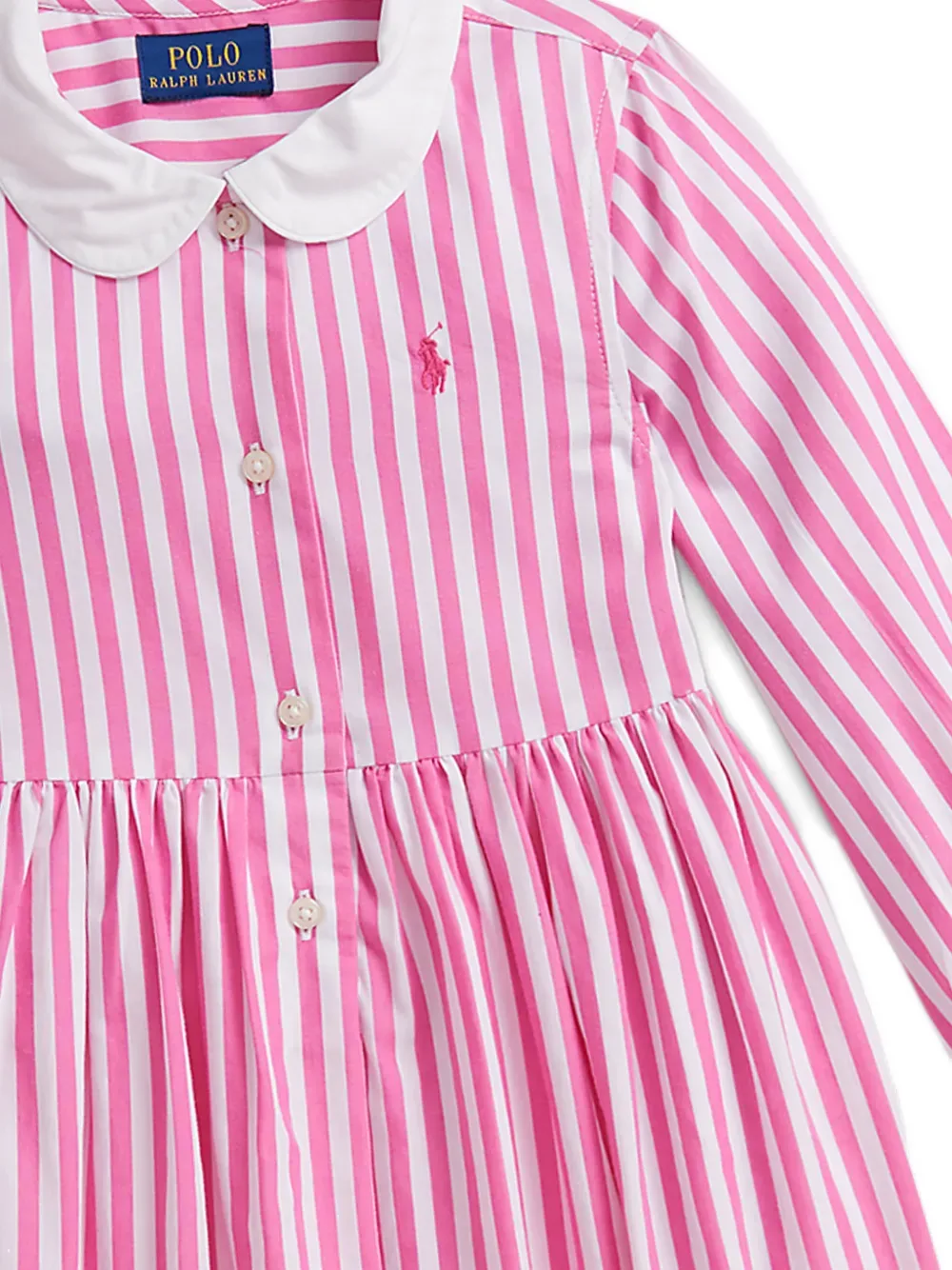 Платье в полоску с воротником POLO RALPH LAUREN KIDS, розовый — фото 4