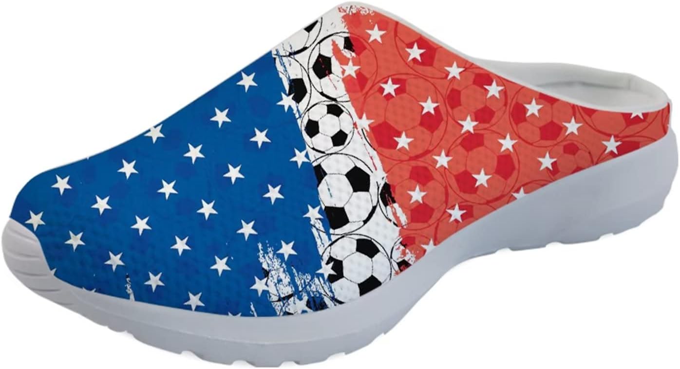 

Женские мюли-кроссовки Forchrinse Tropical Hibiscus Palm с сеткой, легкие и дышащие, для прогулок, American Flag Football