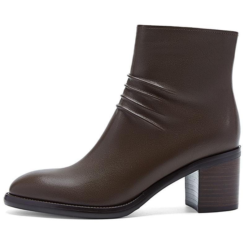 NINE WEST Ботильоны женские на каблуке 6,5 см коричневые без подкладки, цвет Brown (Unlined)