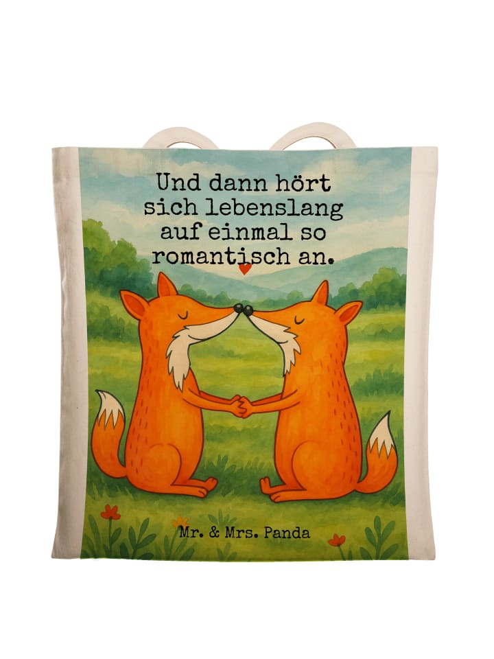 

Mr. & Mrs. Panda Сумка с изображением лисиц, надписью «Любовь» и текстом белого цвета
